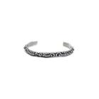 Embossed Stainless Steel Open Bangle Silver - 6.3cm