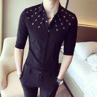 Embellished Elbow-sleeve Shirt