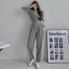 Lightweight Cropped Wrap Blazer / Pleated Straight-cut Dress Pants
