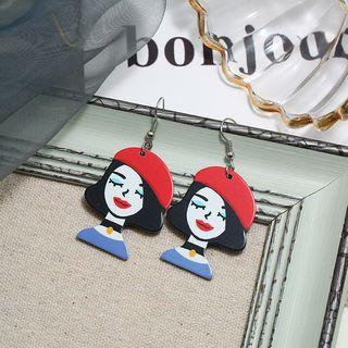 Acrylic Cartoon Dangle Earring Lady - One Size