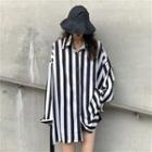 Striped Long-sleeve Loose-fit Shirt Stripe - One Size