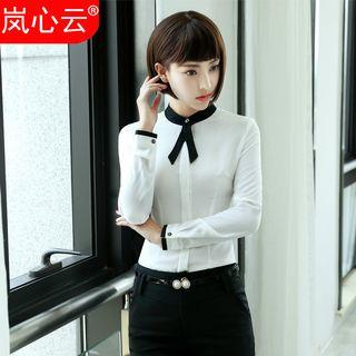 Contrast Collar Long-sleeve Shirt / Dress Pants / Pencil Skirt
