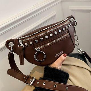 Studded Lettering Sling Bag