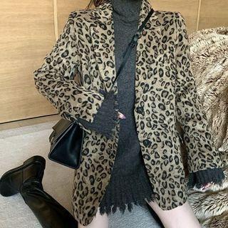 Turtleneck Cutout Sweater / Leopard Print Blazer