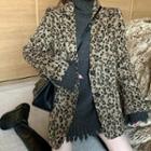 Turtleneck Cutout Sweater / Leopard Print Blazer
