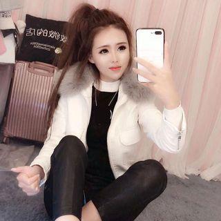 Furry Panel Zip Jacket