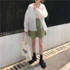 Hooded Sheer Jacket / High-waist Skirt