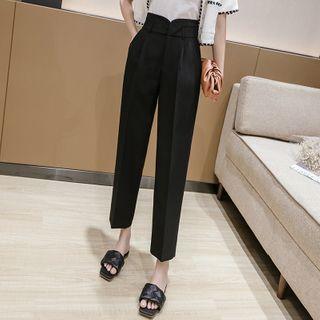 High-waist Asymmetric Plain Dress Pants