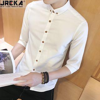3/4-sleeved Slim-fit Shirt