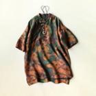Short-sleeve Stand Collar Printed Silk Top