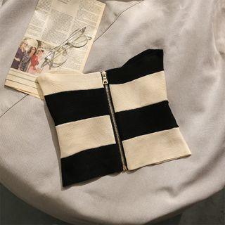 Two-tone Knit Cropped Tube Top