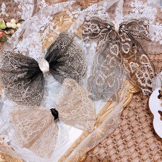 Embroidered Lace Bow Hair Clip