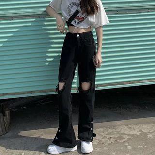 Cutout Flared Mid Rise Jeans