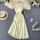 Cutout Open-back One Side Spaghetti-strap Dress