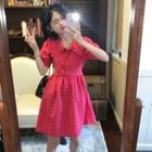 Puff-sleeve Plaid A-line Dress (various Designs)