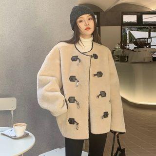 Toggle-front Fleece Jacket Almond - One Size