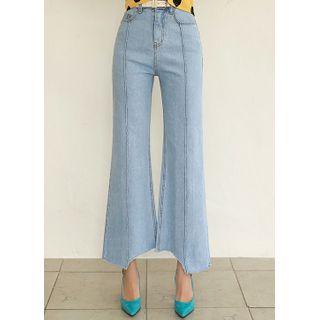 Seam-trim Cutout Wide-leg Jeans