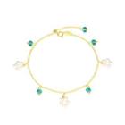 925 Sterling Silver Plated Gold Simple Fashion Flower White Freshwater Pearl Bracelet With Cubic Zirconia Golden - One Size