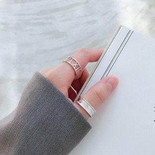 925 Sterling Silver Lettering Open Ring Open Ring - White Gold - Us Size 13