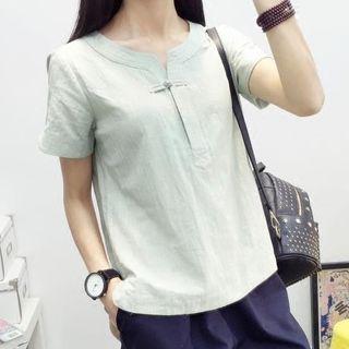 Frog Button Short-sleeve Top