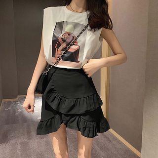 Plain Tiered A-line Skirt