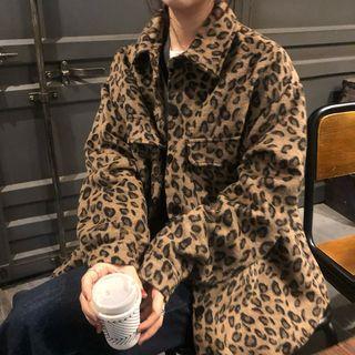 Leopard Print Shirt Jacket Shirt Jacket - Leopard - One Size