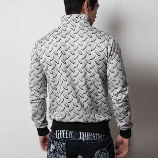 High-neck Patterned Zip-detail Jacket
