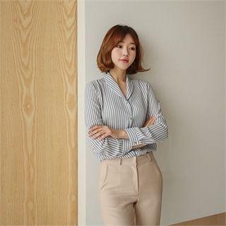 Round-collar Stripe Shirt