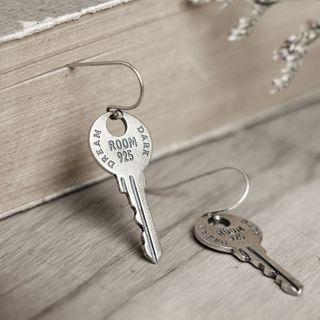 925 Sterling Silver Key Drop Earring