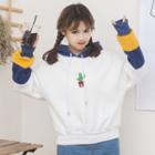 Cactus Embroidered Color Panel Hoodie