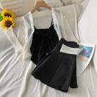 Light Cardigan / Camisole Top / Pleated Skirt