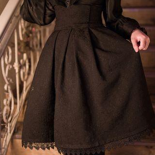 Lace Trim High-waist A-line Skirt