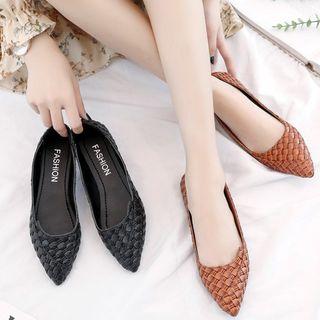Pointy Toe Woven Pattern Flats