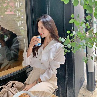 [lovb] Notch-lapel Button-up Blouse