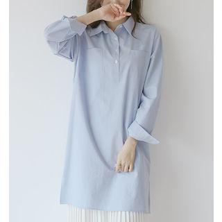 Half-placket Dual-pocket Shirtdress