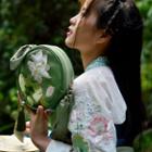 Flower Embroidered Round Crossbody Bag Green - One Size