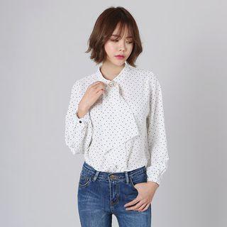 Brooch-detail Dotted Chiffon Top