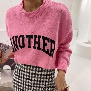 Drop-shoulder Another Letter Sweater