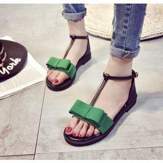 Bow Accent T-bar Sandals