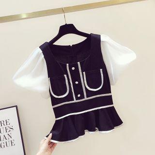 Two-tone Short-sleeve Top