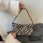 Zebra Print Zip Shoulder Bag