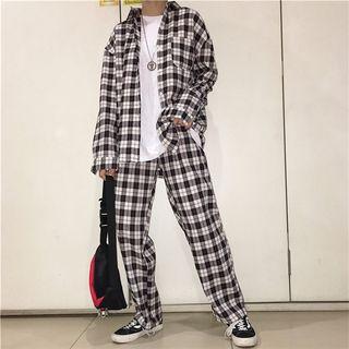 Plaid Shirt / Plaid Straight-cut Pants