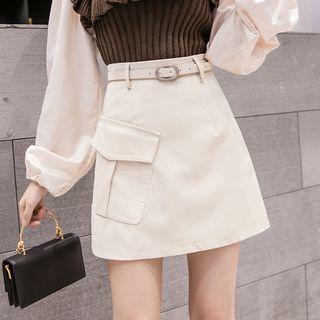 Mini Faux Leather A-line Skirt