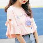 Ice Cream Sequined Elbow Sleeve T-shirt