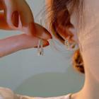Rhinestone Faux Pearl Layered Alloy Open Hoop Earring Eh1439 - Silver - One Size