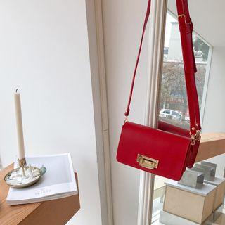 Metal-closure Faux-leather Shoulder Bag