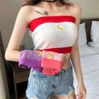 Color Block Moon Embroidered Tube Top
