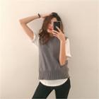 Crewneck Wool Blend Knit Vest