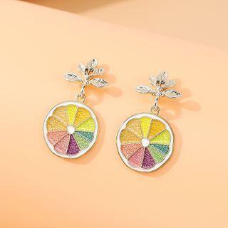 Color Panel Fruit Drop Earring 1 Pair - Gold - One Size