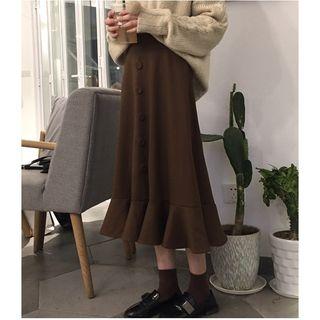 Ruffle Midi A-line Skirt